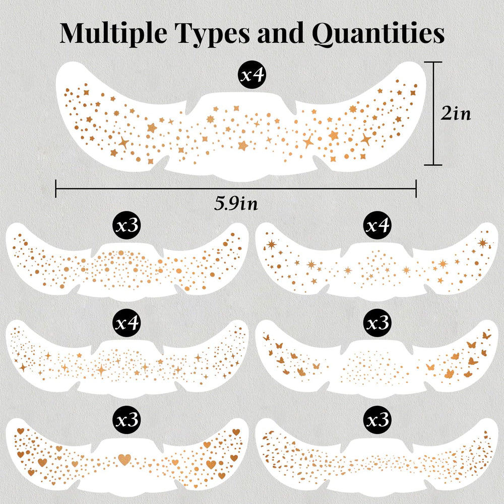BESNEL sheet layout displaying seven holographic freckle patterns for easy selection