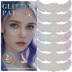 BESNEL front packaging showing 24 glitter freckle patches, easy festival glam