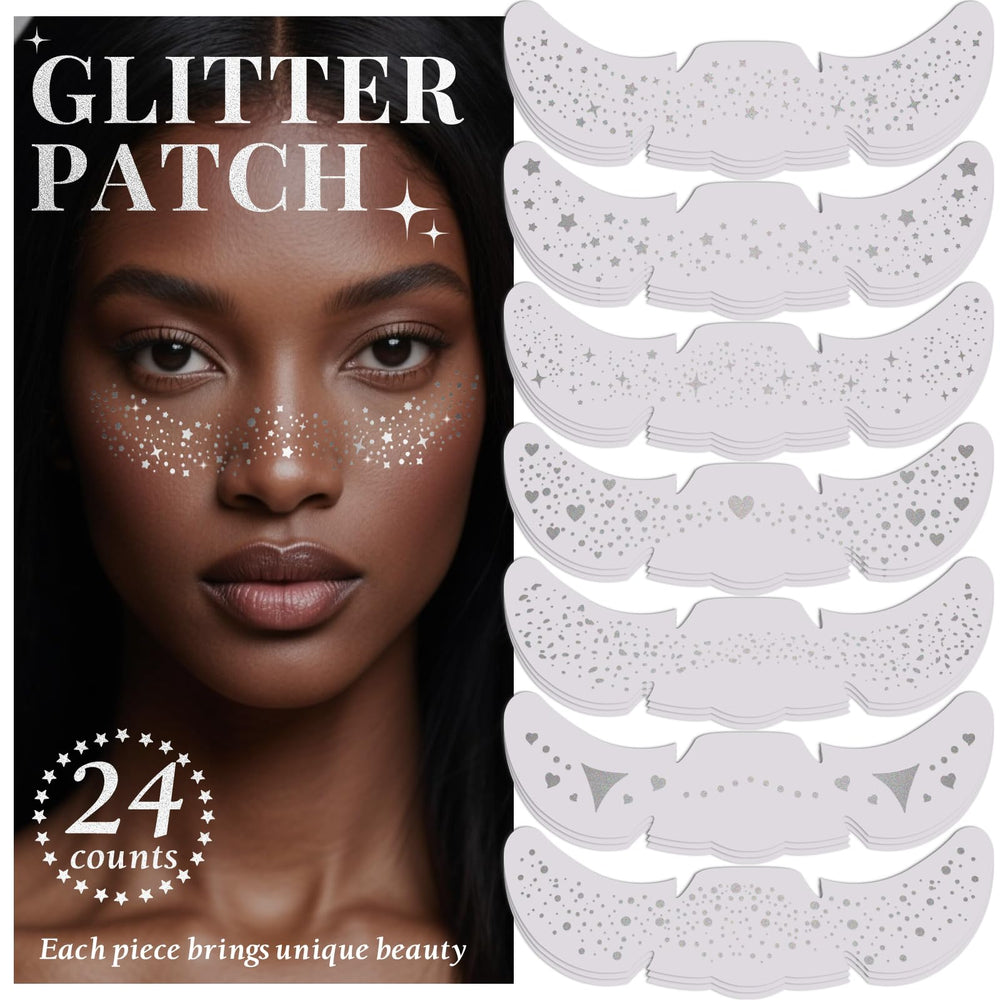 BESNEL front packaging showing 24 glitter freckle patches and patterns for easy selection
