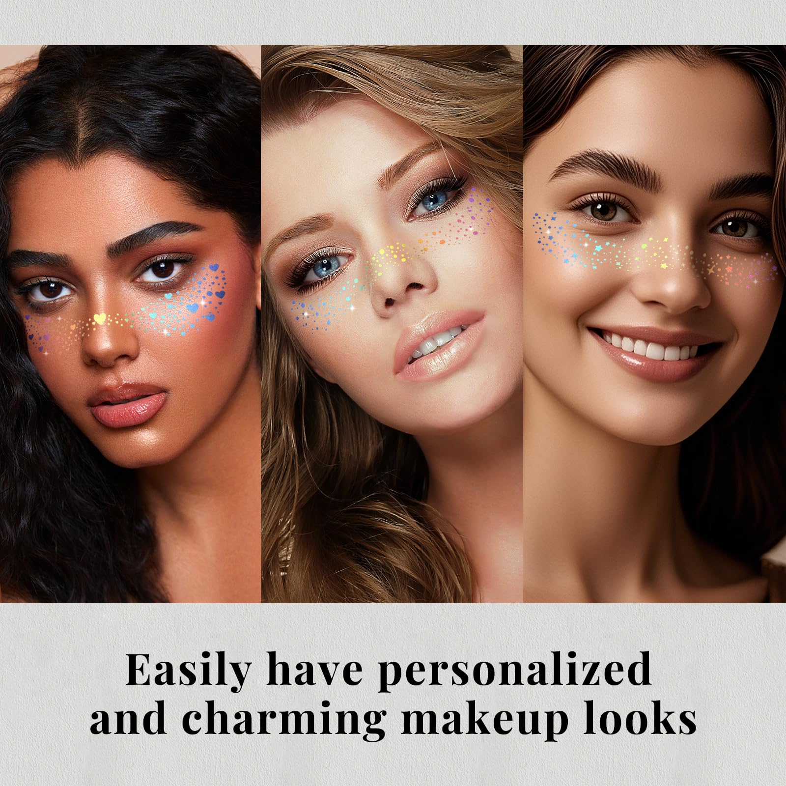 BESNEL on model wearing freckles at a festival, long-lasting shine