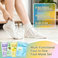 BESNEL foot mask held in hand to show size and single-use sachet scale