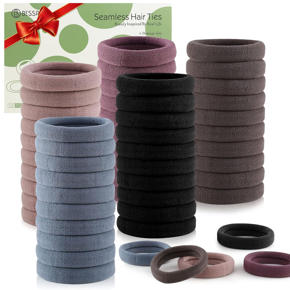 Bessrung front packaging showing 100 hair ties for long-lasting supply