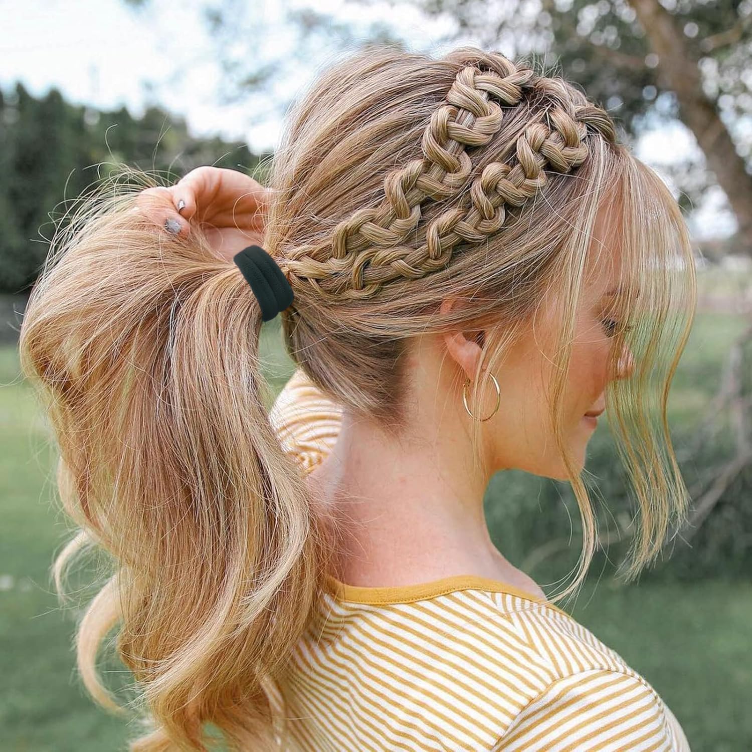 Bessrung hair ties in a travel pouch for easy carrying and on-the-go convenience