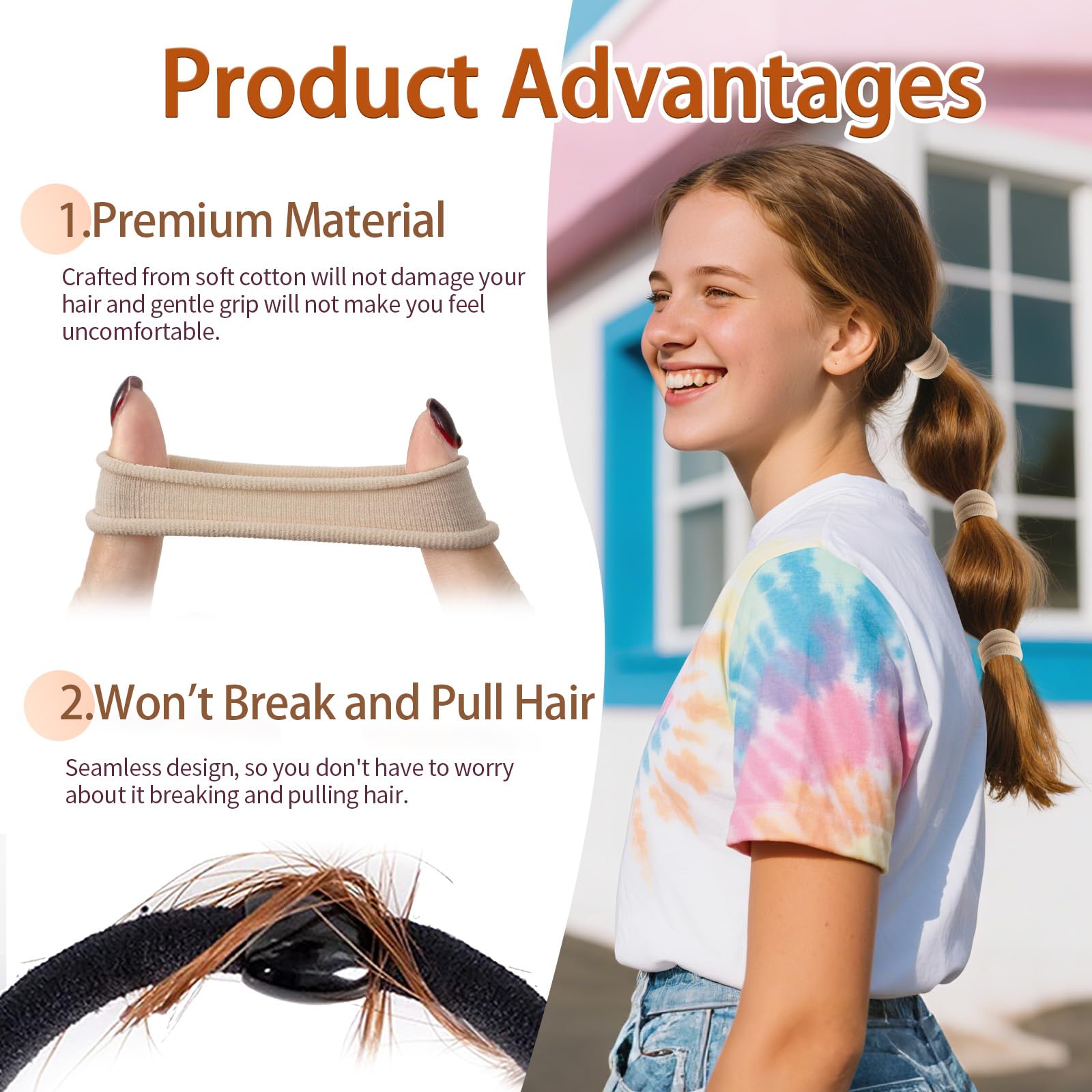 Bessrung ponytail in use on woman showing secure hold and no-crease benefit