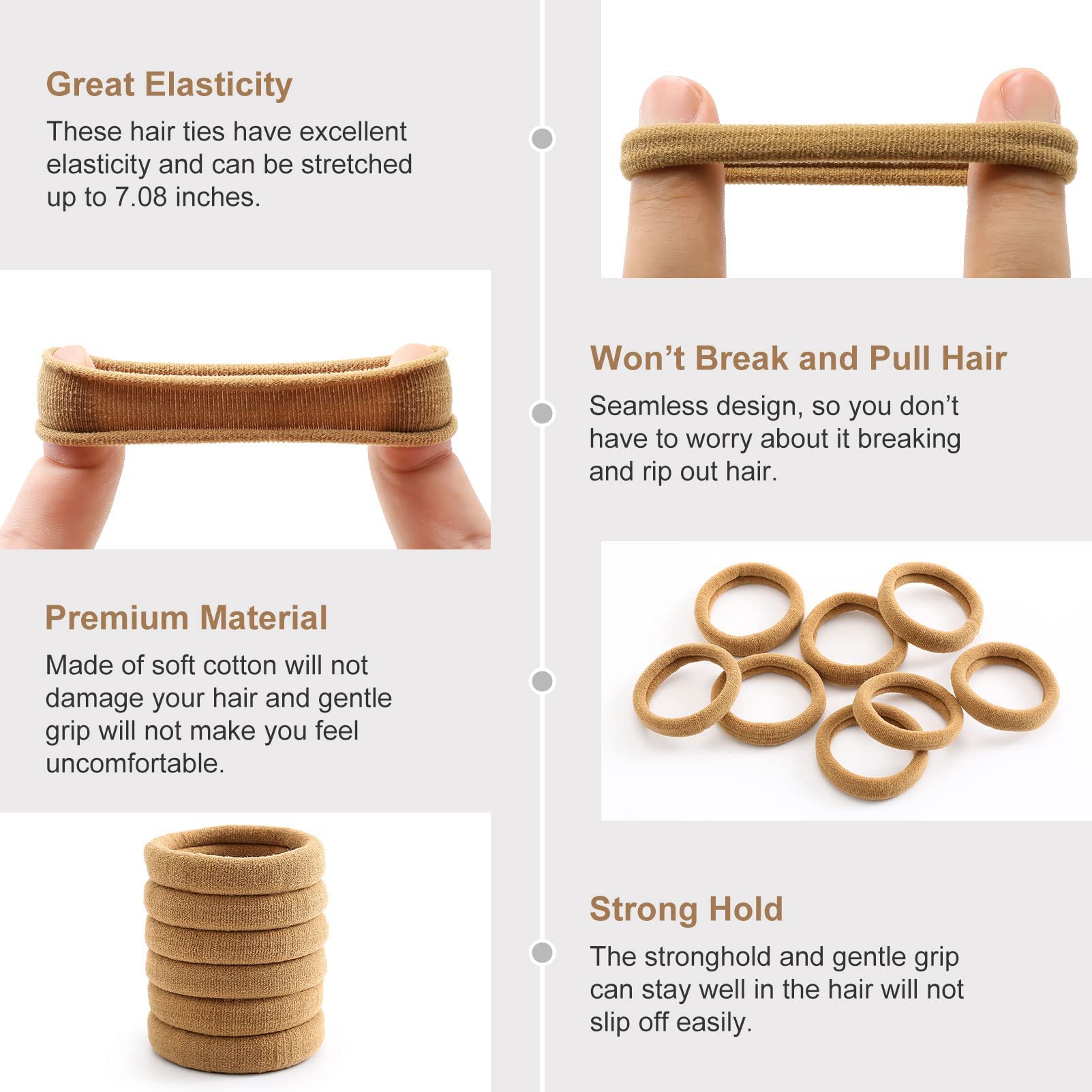 bessrung stretched hair tie demonstrating elasticity and secure hold benefit