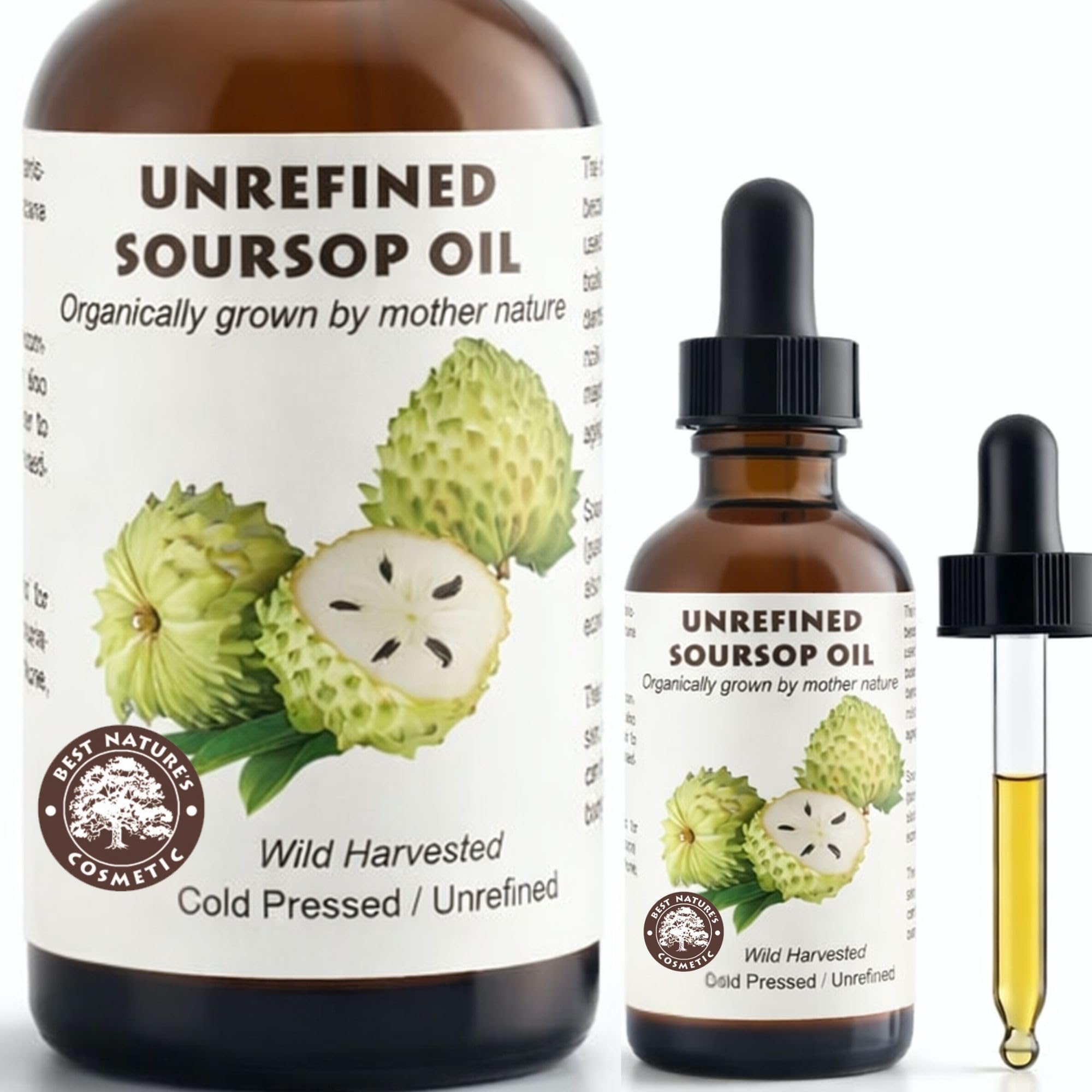 Best Nature's Cosmetics front bottle view showing organic soursop oil benefits
