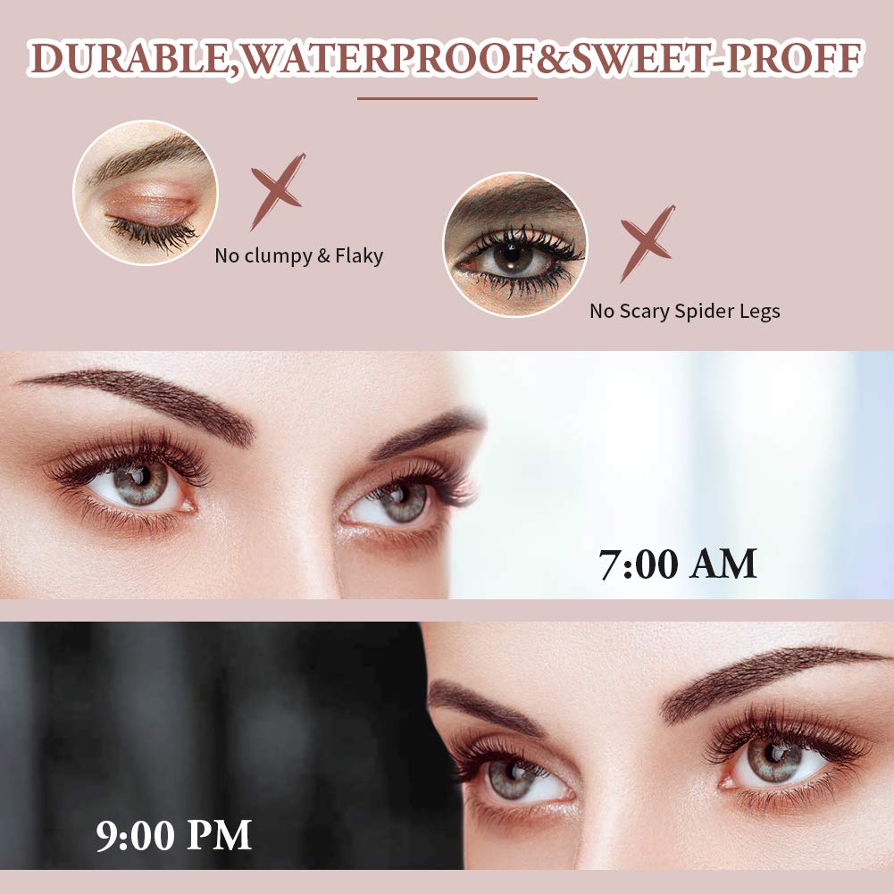 Bestidy mascara application on lashes demonstrating volumizing effect and precise coverage