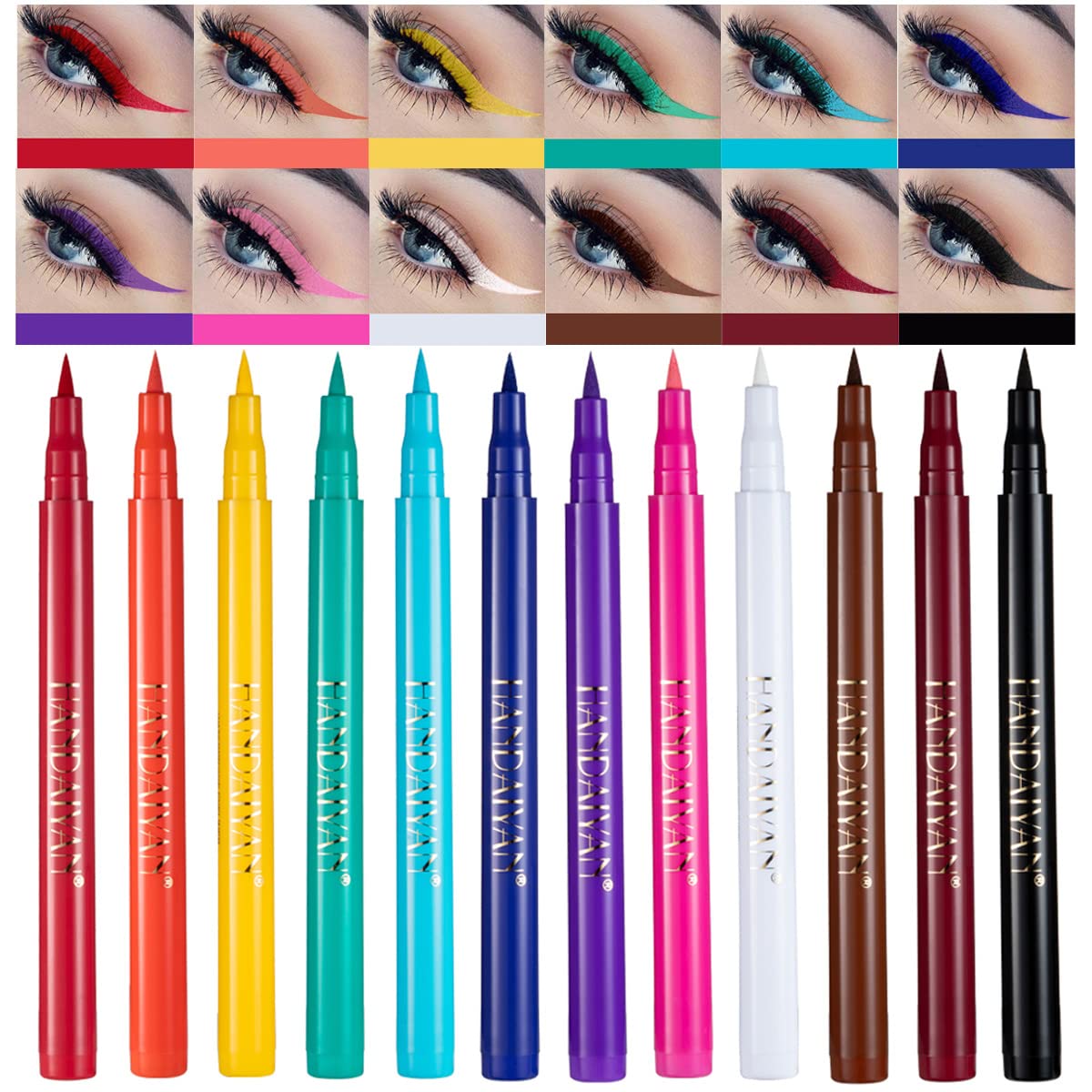 BestLand front packaging showing all twelve matte eyeliners and color variety benefit