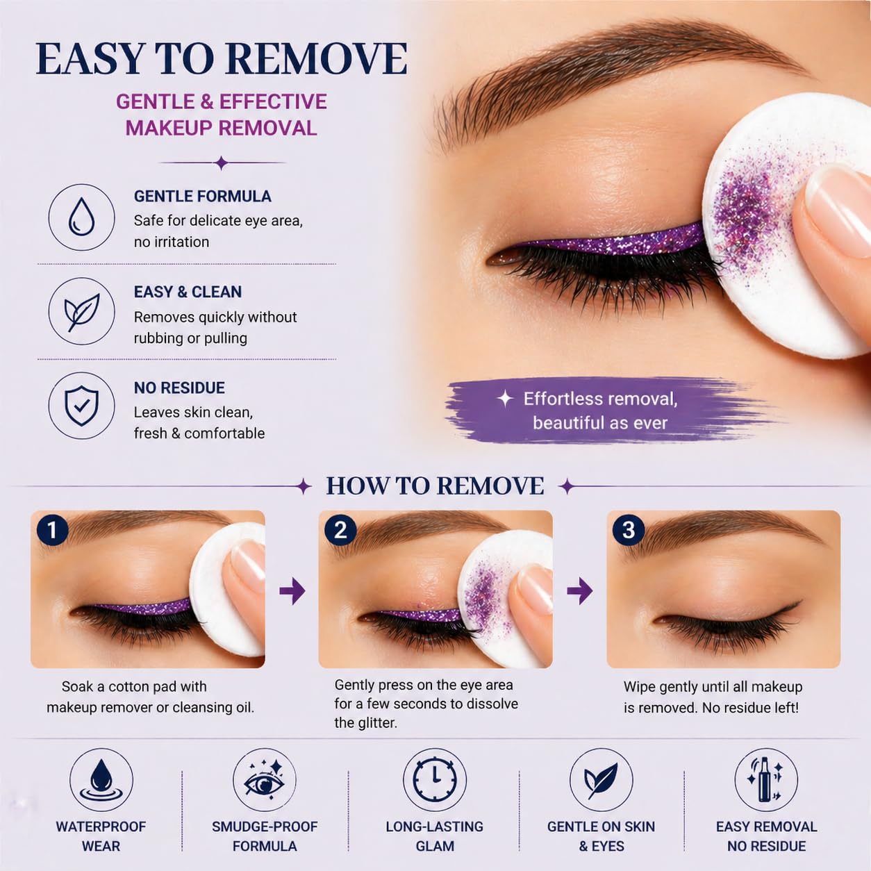 BestLand eye wing application showing crisp metallic liner and long-lasting hold