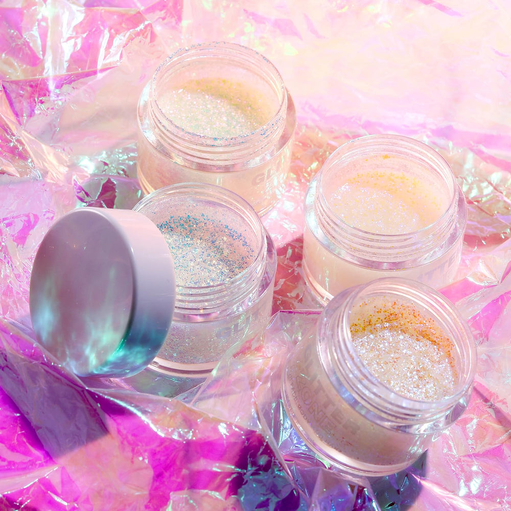 BestLand glitter texture macro showing fine cosmetic-grade particles for smooth finish benefit