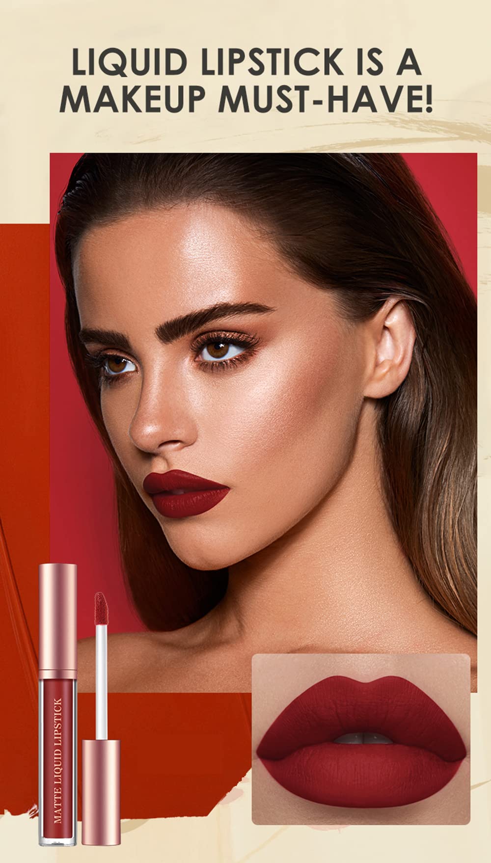 BestLand close-up of matte liquid lipstick applicator showing smooth coverage