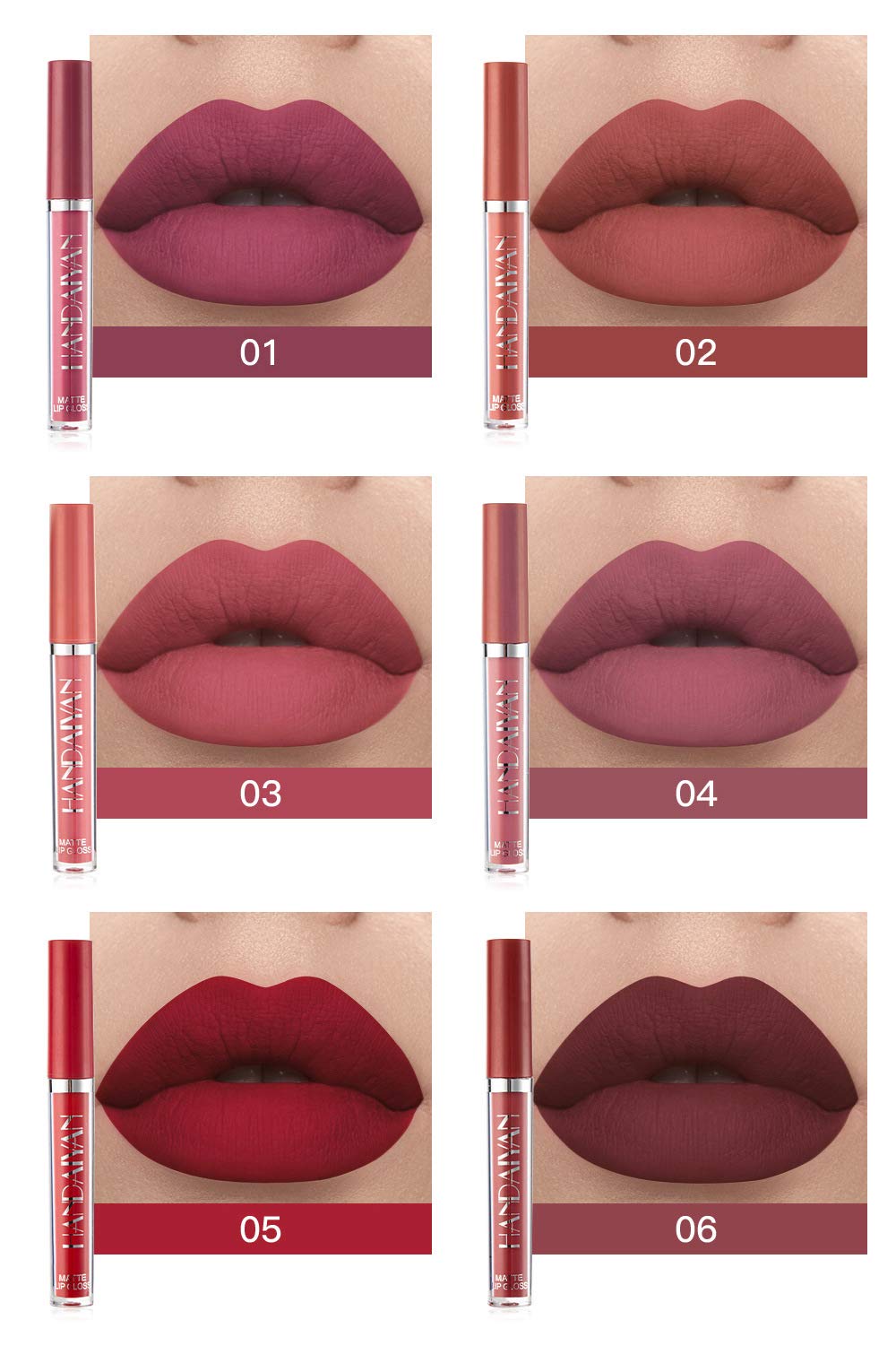 BestLand six shades with open tubes displaying pigment payoff and finish