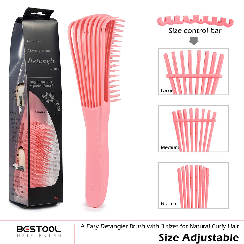 BESTOOL close-up of flexible comb arms demonstrating gentle knot release benefit
