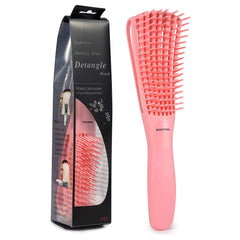 BESTOOL front view of pink detangling brush shows full design and quick styling benefit