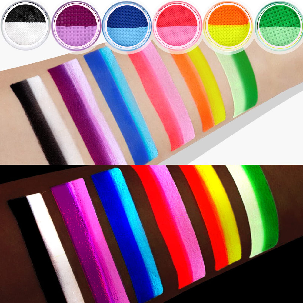 Beteligir colors glowing under black light for vivid UV party effects