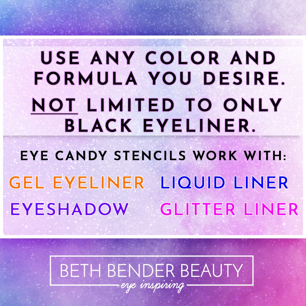 Beth Bender Beauty lifestyle image of stencil used at mirror for quick flawless results