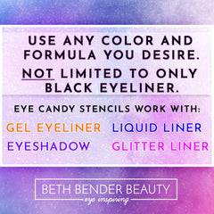 Beth Bender Beauty lifestyle image of stencil used at mirror for quick flawless results
