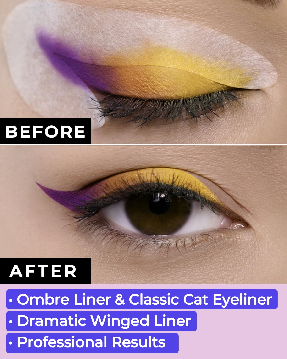 Beth Bender Beauty stencil applied on an eyelid demonstrating steady placement benefit