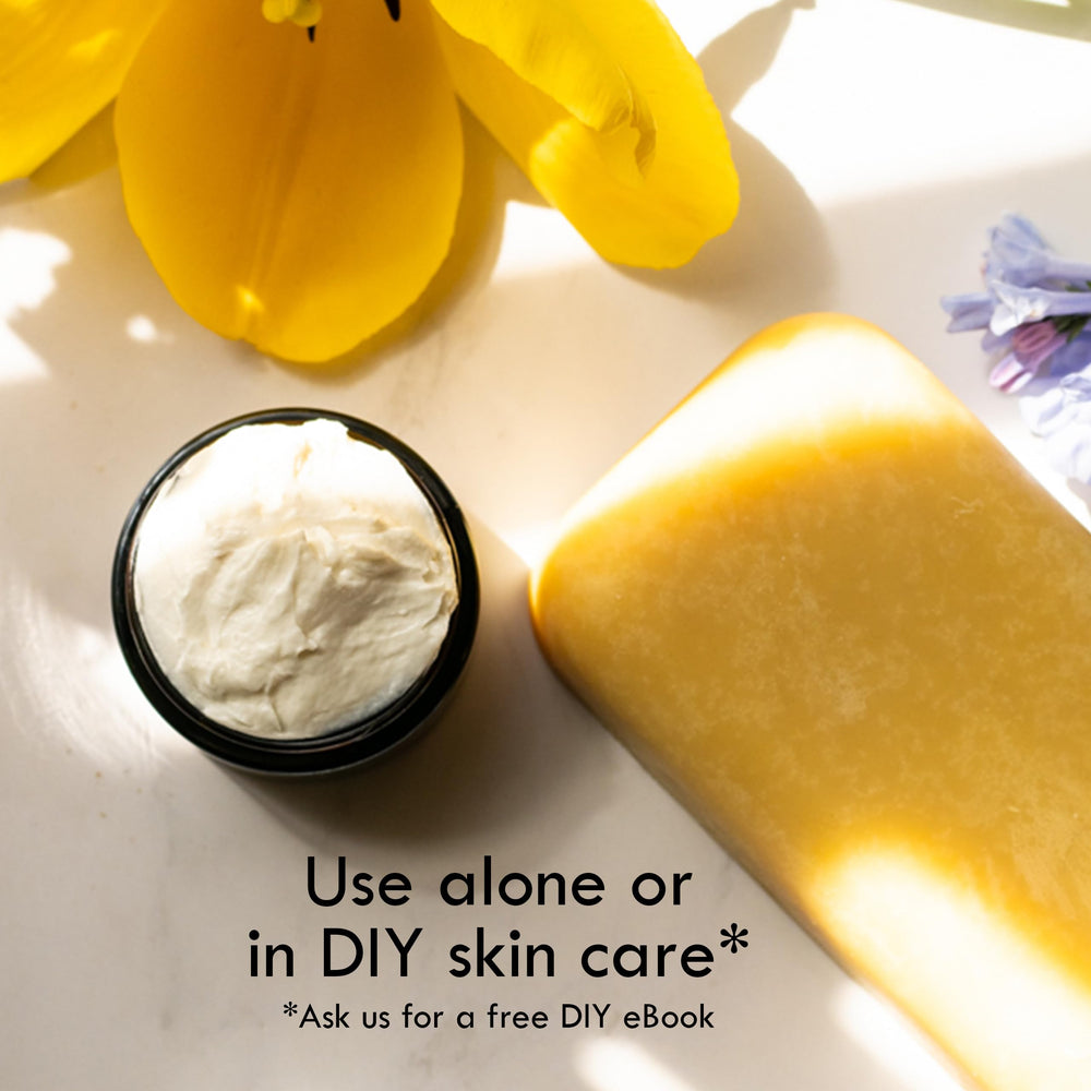 Better Shea Butter next to an 8 oz scale illustrating exact size and portion convenience