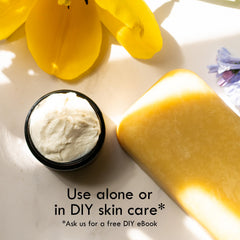 Better Shea Butter next to an 8 oz scale illustrating exact size and portion convenience