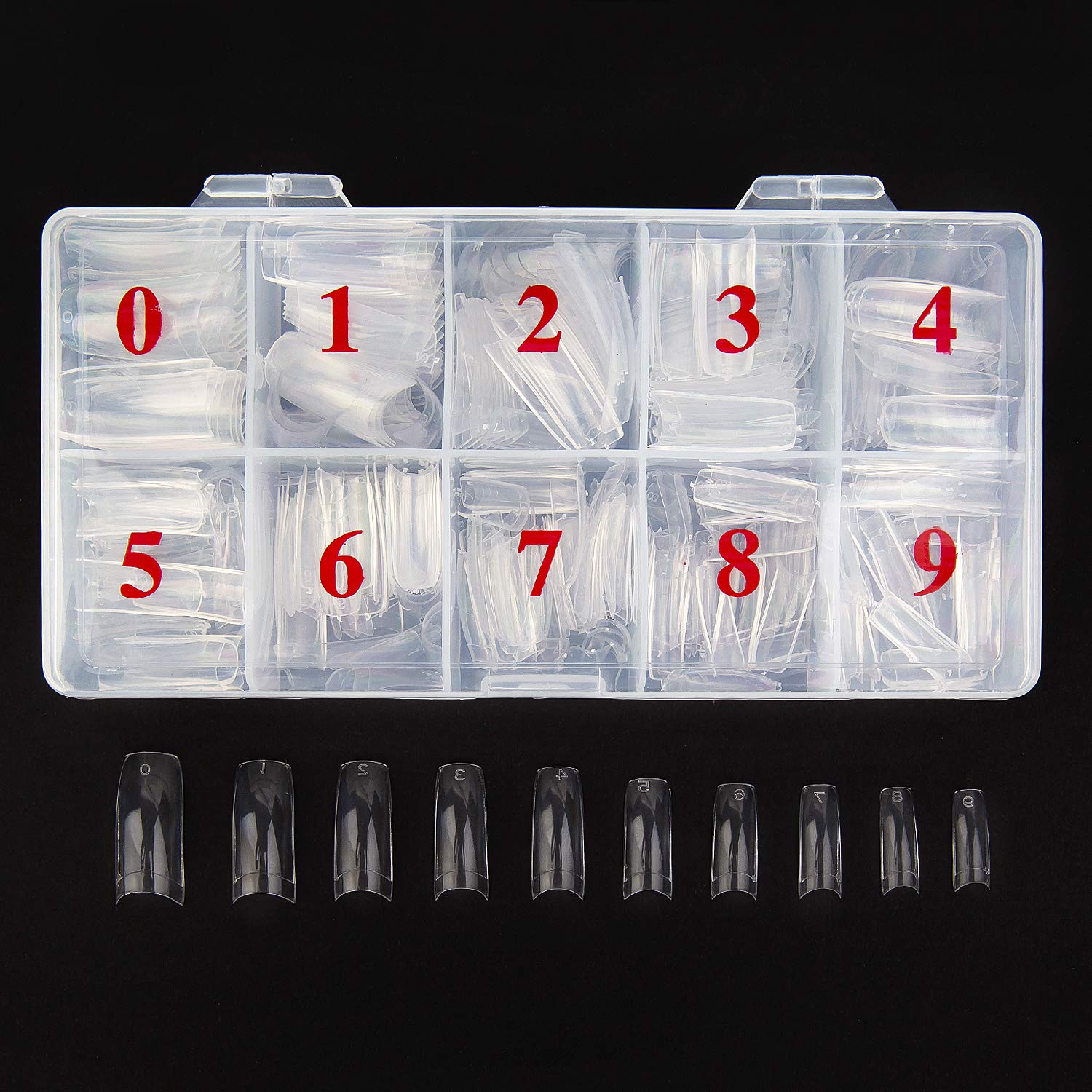 Beuniar clear tips front packaging showing full set and benefit of organization