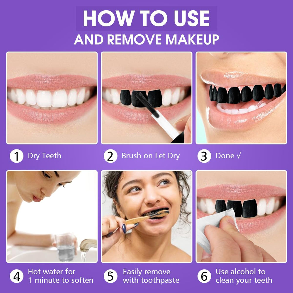 BEUSELF applied on teeth close-up creating realistic black tooth effect