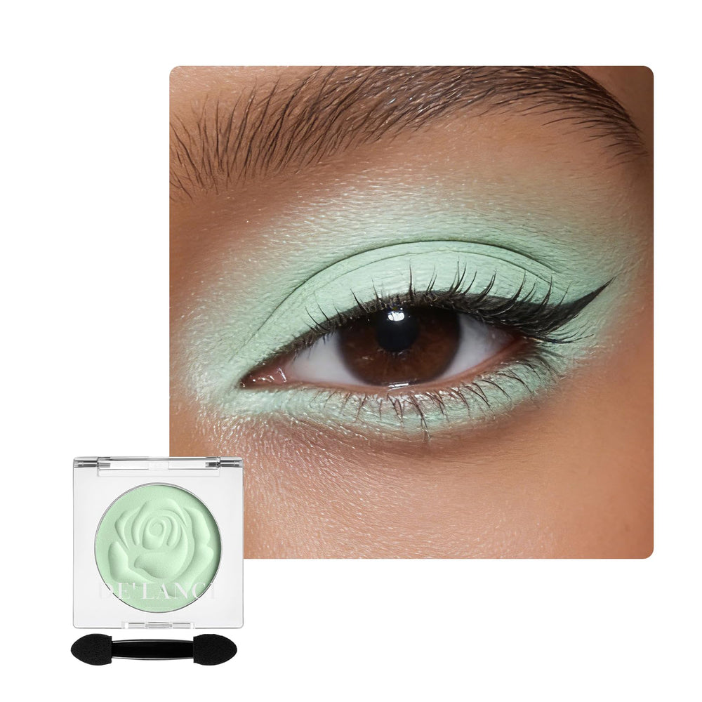 BEUSELF mint green eyeshadow front pan showing shade and clean edges benefits easy identification
