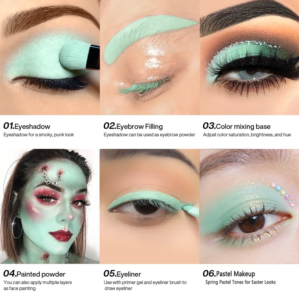 BEUSELF mint green eyeshadow swatch on arm demonstrating pigment payoff and buildability