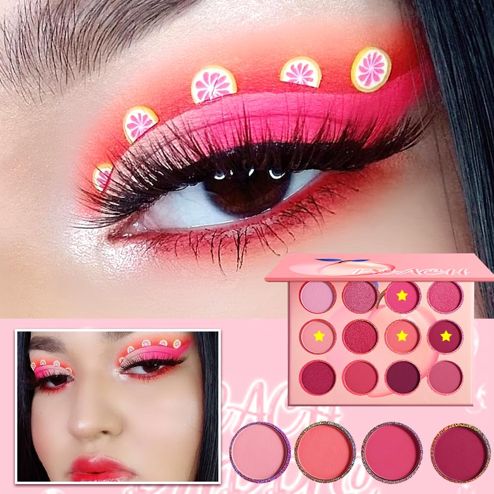 BEUSELF open palette revealing 12 peach and pink shades for versatile looks