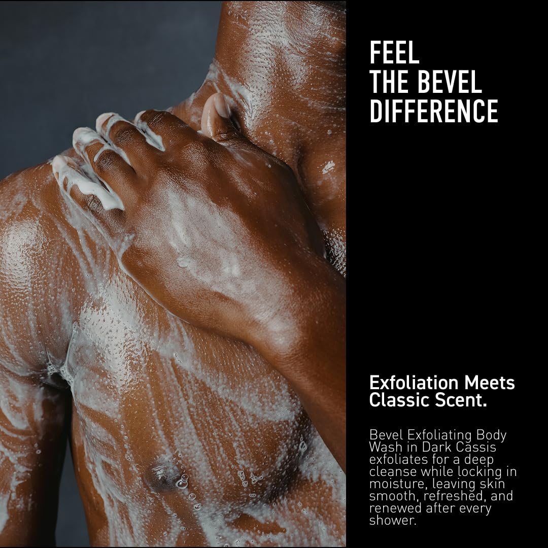 Bevel pump closeup showing creamy texture and exfoliants, helps gentle renewal