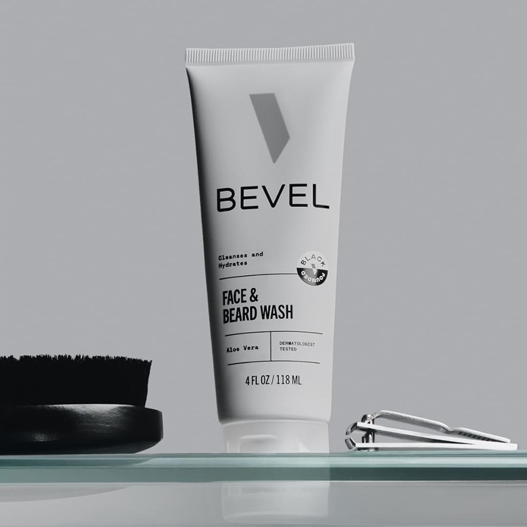 Bevel lather on beard demonstrating cleansing action and softer facial hair