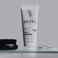 Bevel lather on beard demonstrating cleansing action and softer facial hair
