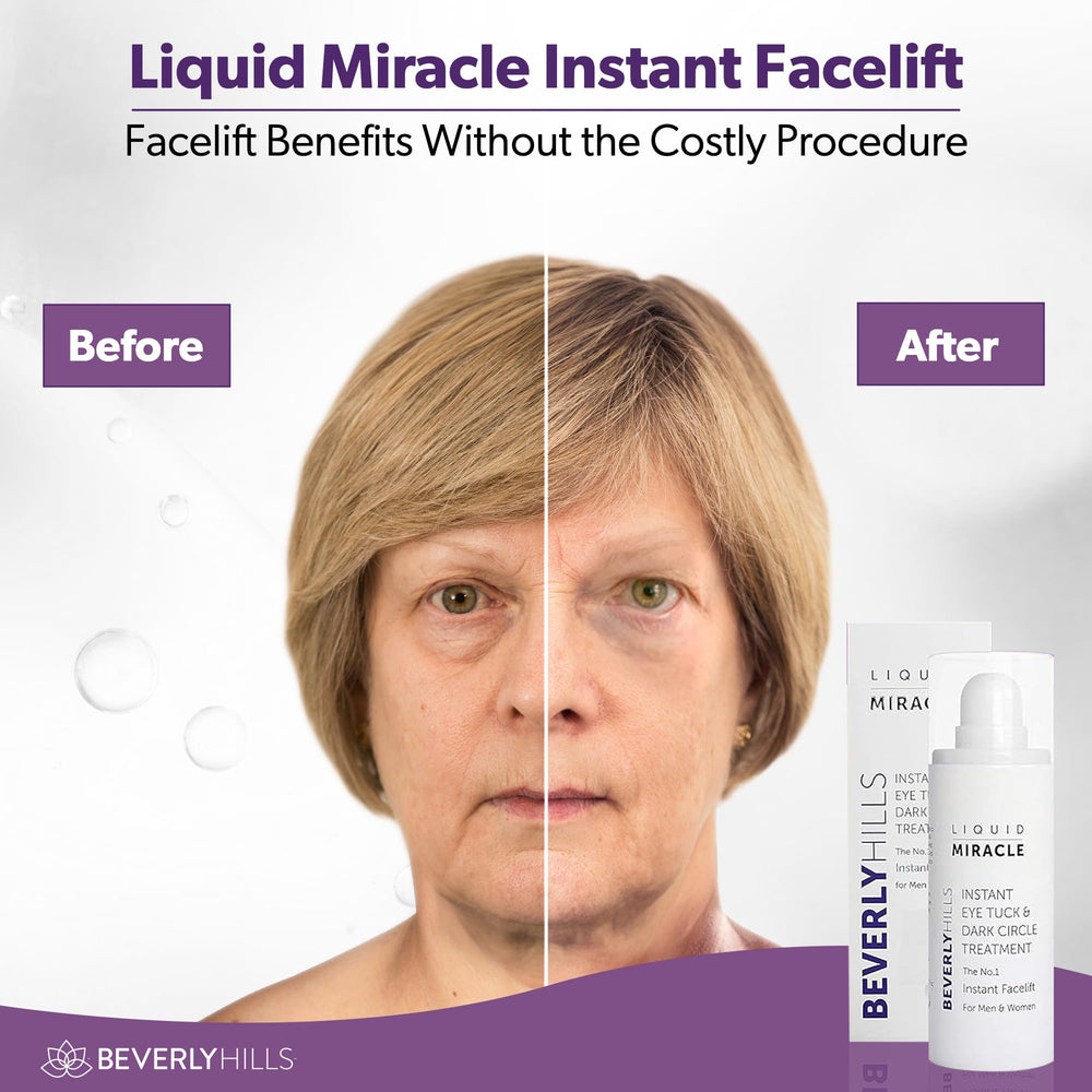 Beverly Hills applying serum under eye demonstrating reduced puffiness
