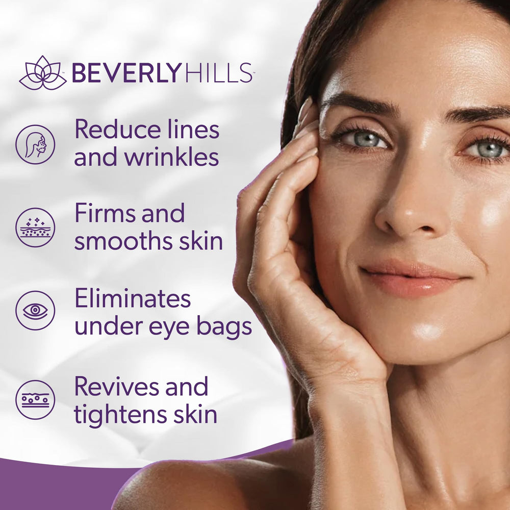 Side-by-side Beverly Hills V-Lift before and after illustration showing reduction in puffiness benefit