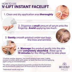 Beverly Hills V-Lift 30ml bottle next to common items showing scale and value benefit