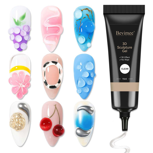 Bevimee tube front view showing clear sculpting gel and precise applicator benefit control