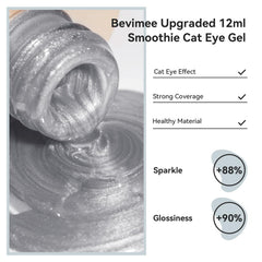 Bevimee close-up texture of glitter gel showing smooth mirror glass shine