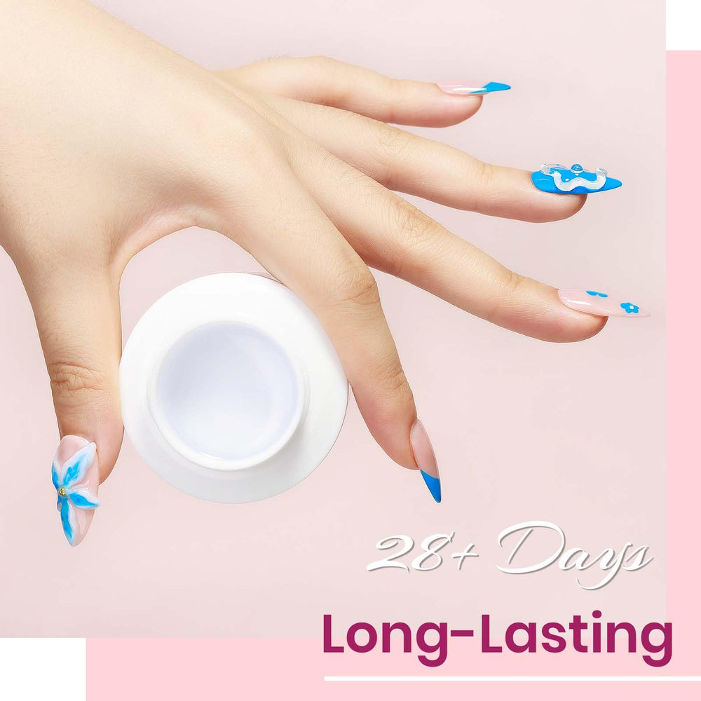 Bevimee finished French-style nails on hands showing long-lasting wear