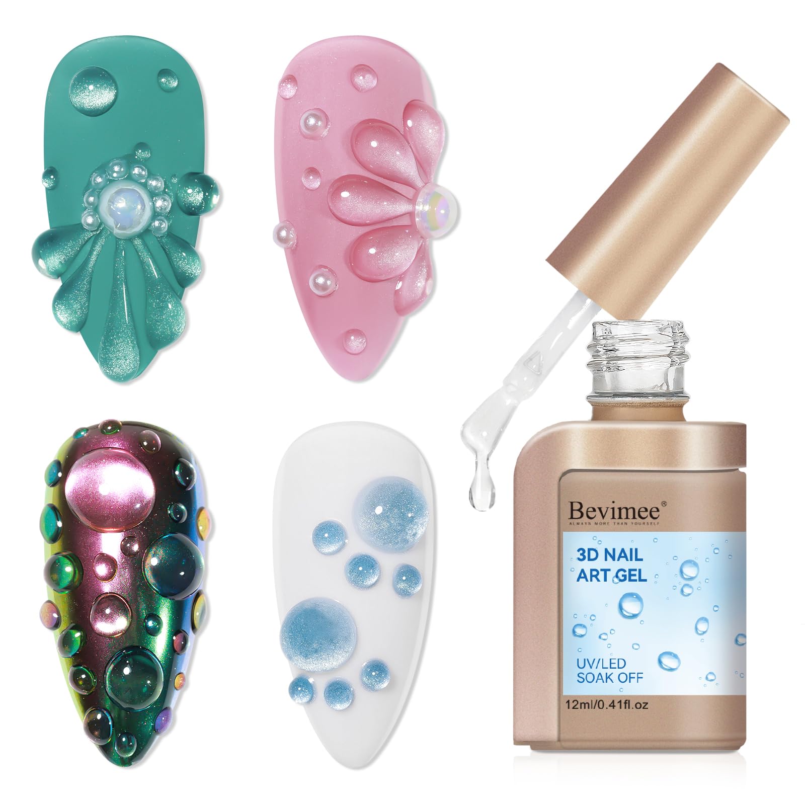 bevimee front bottle 12ml showing clear sculpting gel and convenient size benefit