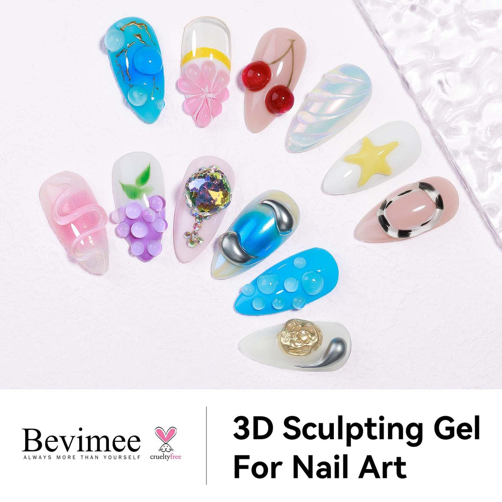 Bevimee gel securing rhinestones on nail illustrating strong adhesion for embellishments