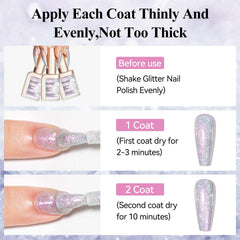 Bevimee brush swipe revealing smooth glitter application benefit