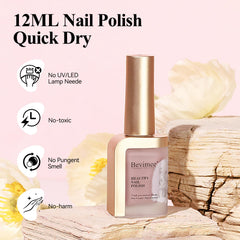 Bevimee applied on hand model illustrating quick dry, natural-looking manicure
