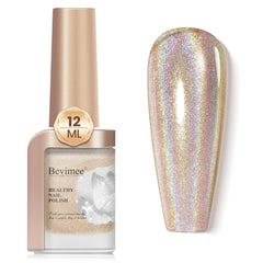 Bevimee front bottle showing holographic polish and label benefits