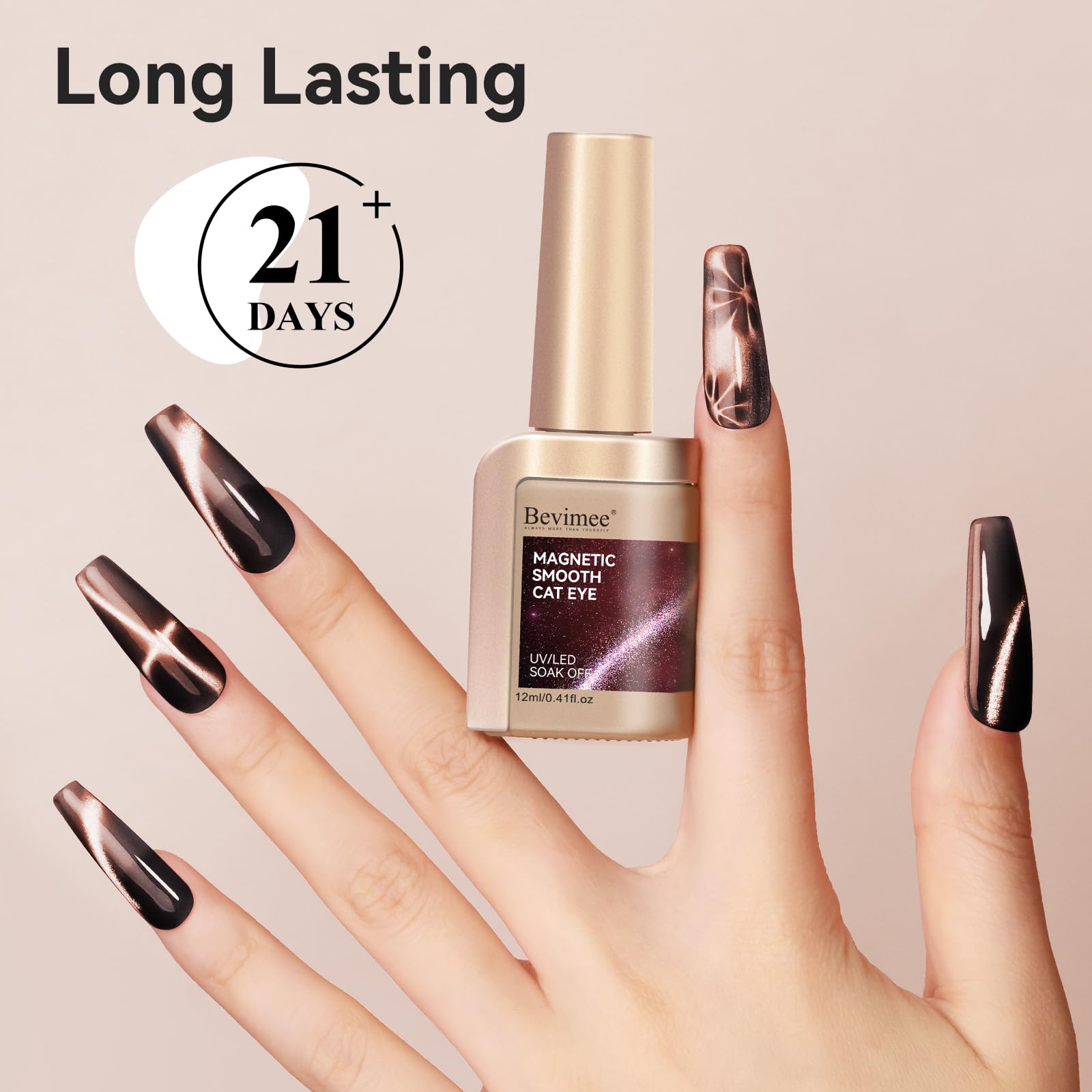 Bevimee being applied on model hand in salon delivering professional glossy finish benefit