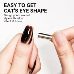 Bevimee magnet stick held over nail creating cat eye band for easy effect control benefit