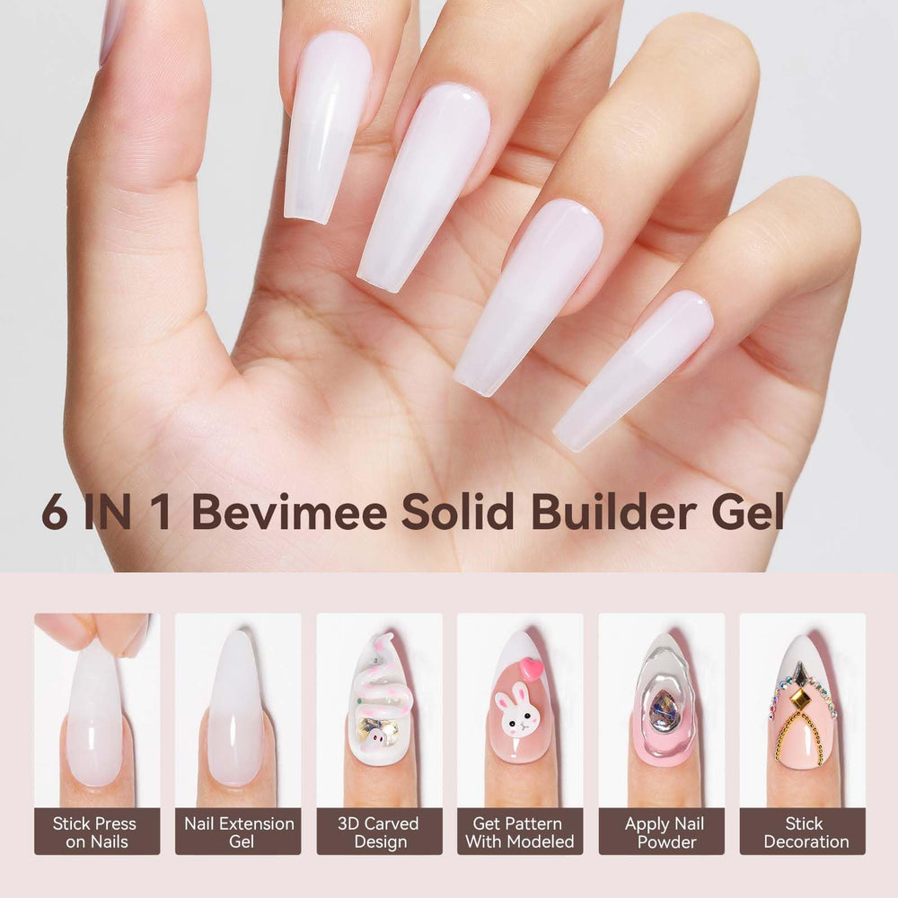 Bevimee solid gel close-up demonstrating non-sticky texture