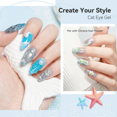 Bevimee nail-wheel swatches showing varied cat-eye patterns and color payoff