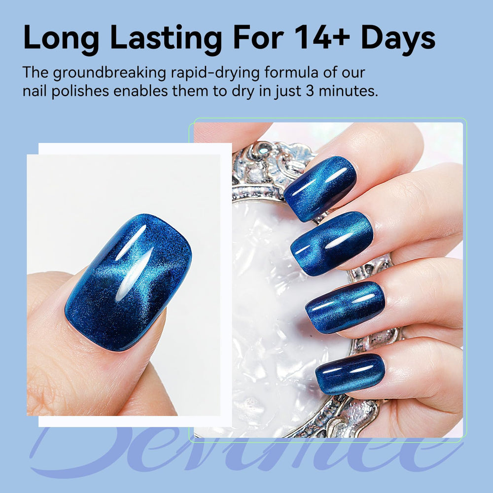 Bevimee polish texture close-up highlighting magnetic shimmer and depth