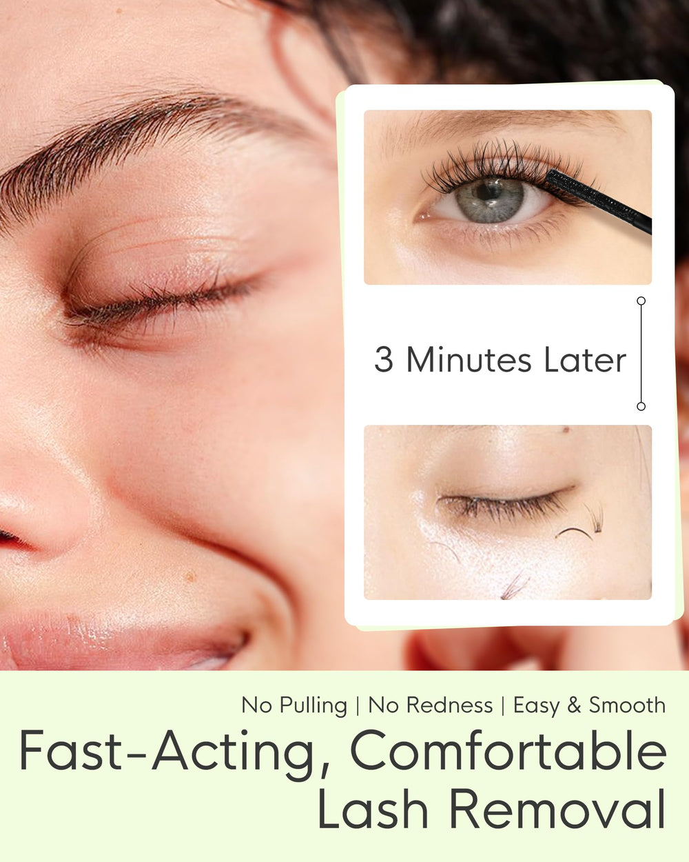 BEYELIAN applied on lashes demonstrating gentle glue softening