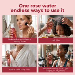 Beyond Meadows label close-up highlighting rose hydrosol and glycerin benefits